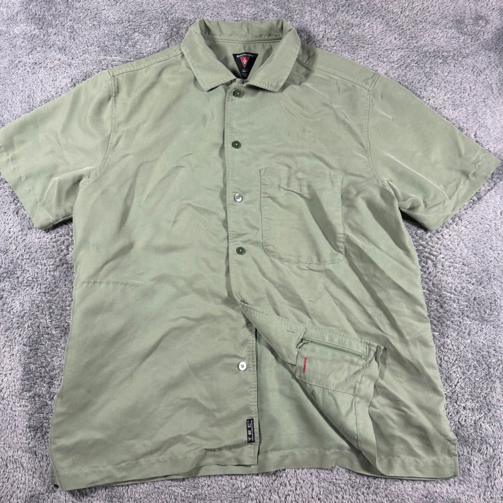 Scottevest TEC Mens XL Travel Shirt Textured modal Multi Pockets Summer